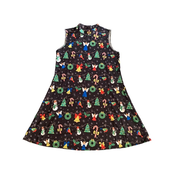 Festive Christmas Mock Neck Sleeveless dress - Picture 1 of 6